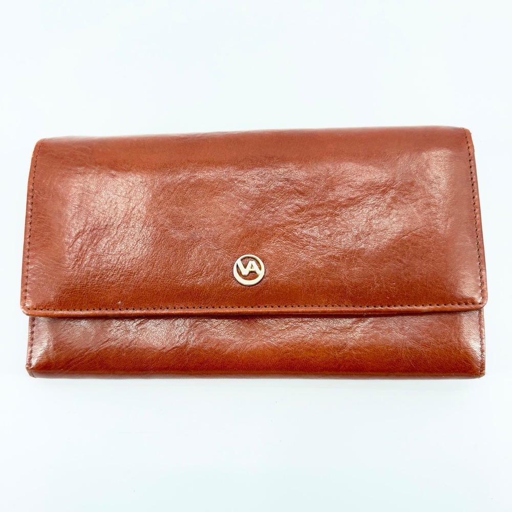 Valentina Brown Genuine Leather Continental Wallet Organizer Bifold Cognac